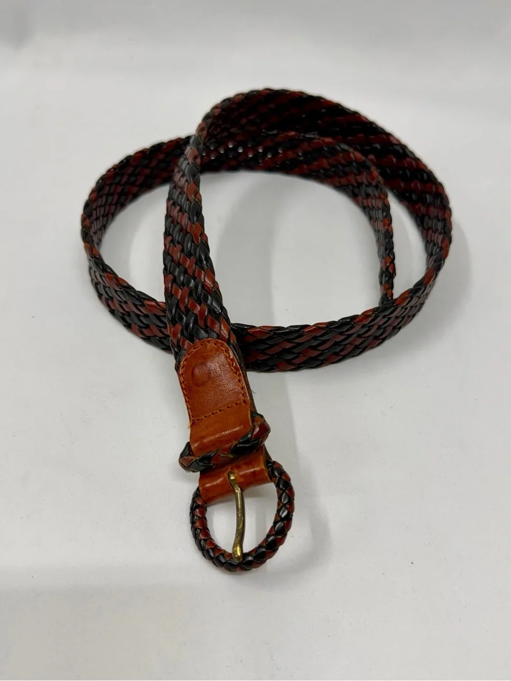 Cole Haan Woven Leather Belt Size 36 Brown & Black